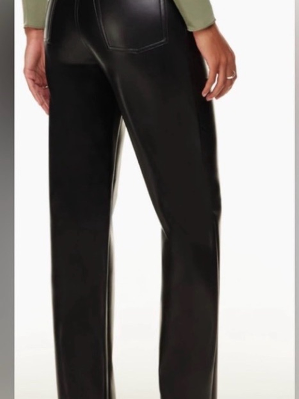 Aritzia 
Wilfred Black Faux Leather Straight-Leg Trousers